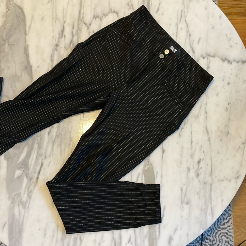 PAIGE stretch pants with silver pinstriping